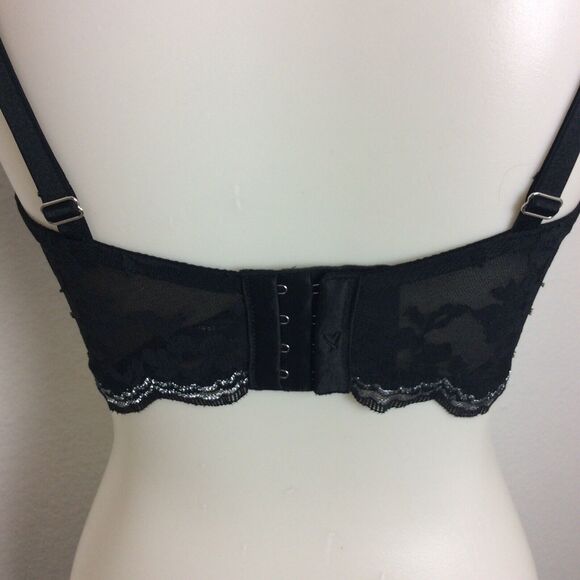 Victoria's Secret Lingerie Push Up Bra Lace Scalloped Metallic - Picture 7 of 9